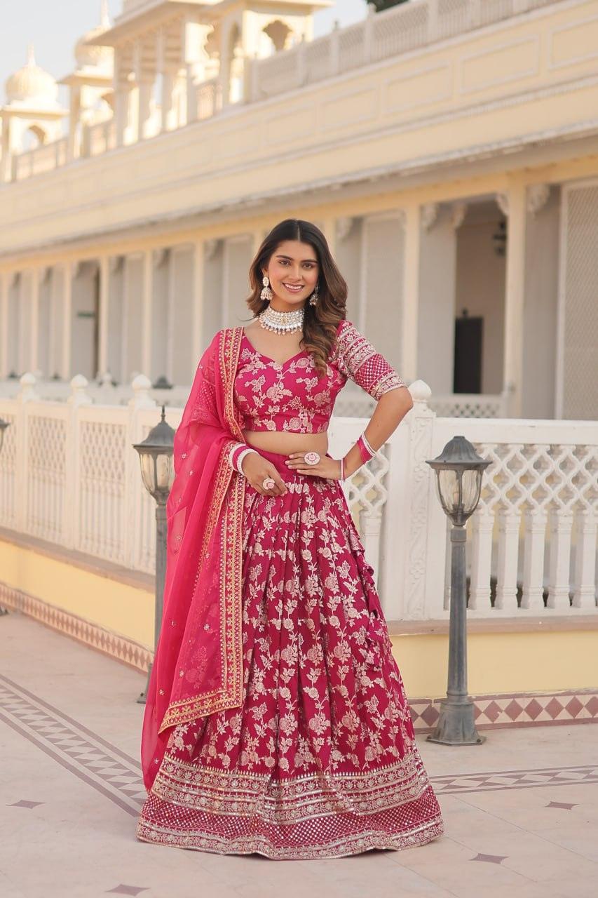 Marvelious Viscous Jacquard Sequins Embroidered Lehenga Choli Set