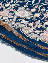 Marvelous Navy Blue Embroidered Net Lehenga Choli With Dupatta