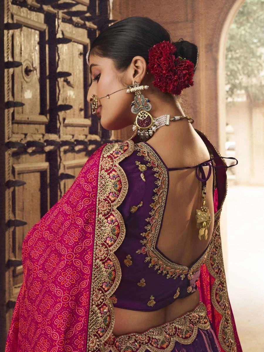 Marvelous Purple Embroidered Viscose Silk Sangit Wear Lehenga Choli