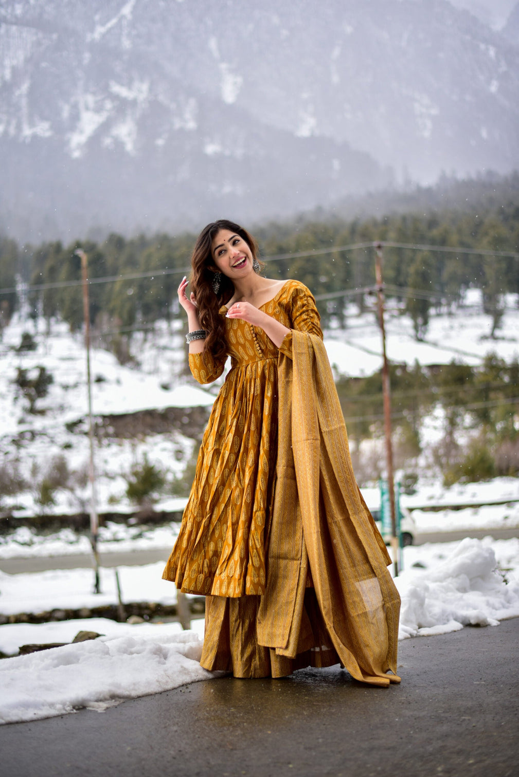 Maslin Dream: All-Over Pumpkin Kurta Palazzo Set with Heavy Digital Print