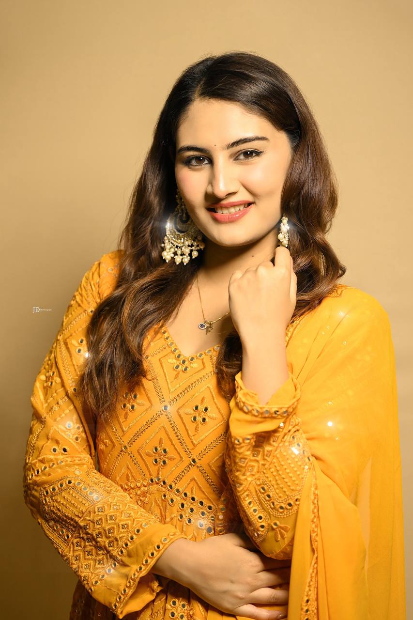 Masterd Yellow Premium Readymade Anarkali Suit Set –Faux Blooming with Heavy Sequins & Thread Embroidery