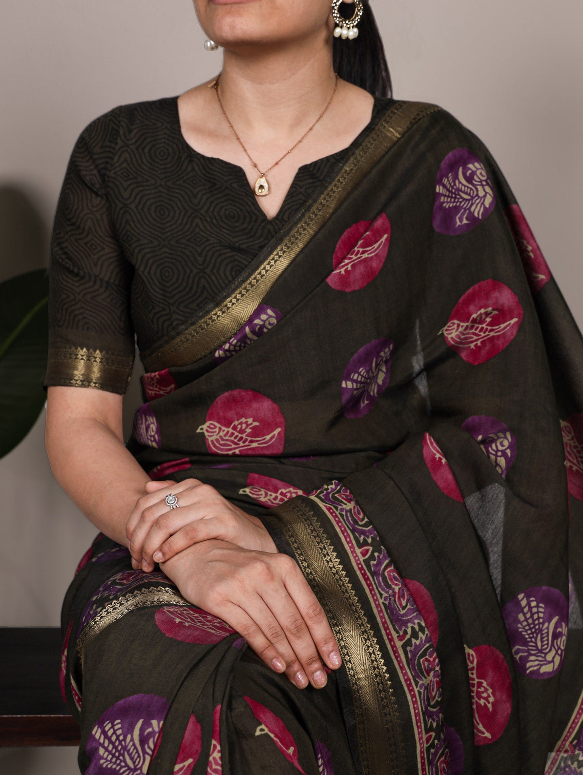 Mehendi Chanderi Printed Saree