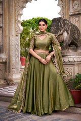 Mehendi Designer Fendi Lehenga Choli Set with Sequins & Thread Embroidery  Heavy Flair Stitched Lehenga with Dupatta