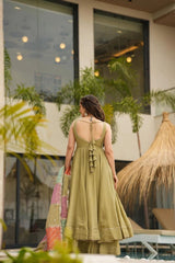 Mehendi Elevate your style stunning Flame Anarkali Suit