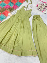 Mehendi Elevate your style stunning Flame Anarkali Suit