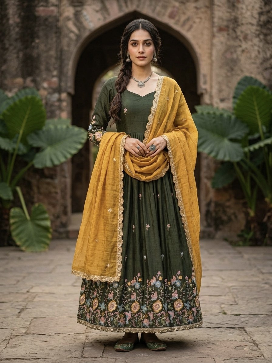 Mehendi Fendi Sequins Silk Gown
