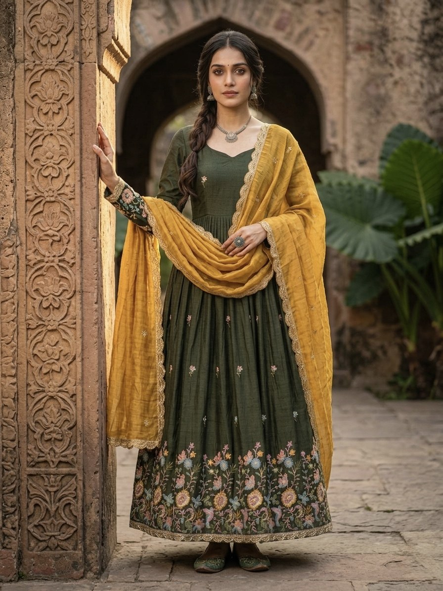 Mehendi Fendi Sequins Silk Gown