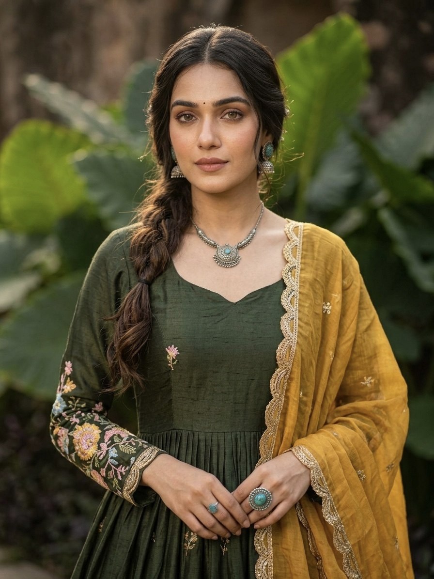 Mehendi Fendi Sequins Silk Gown