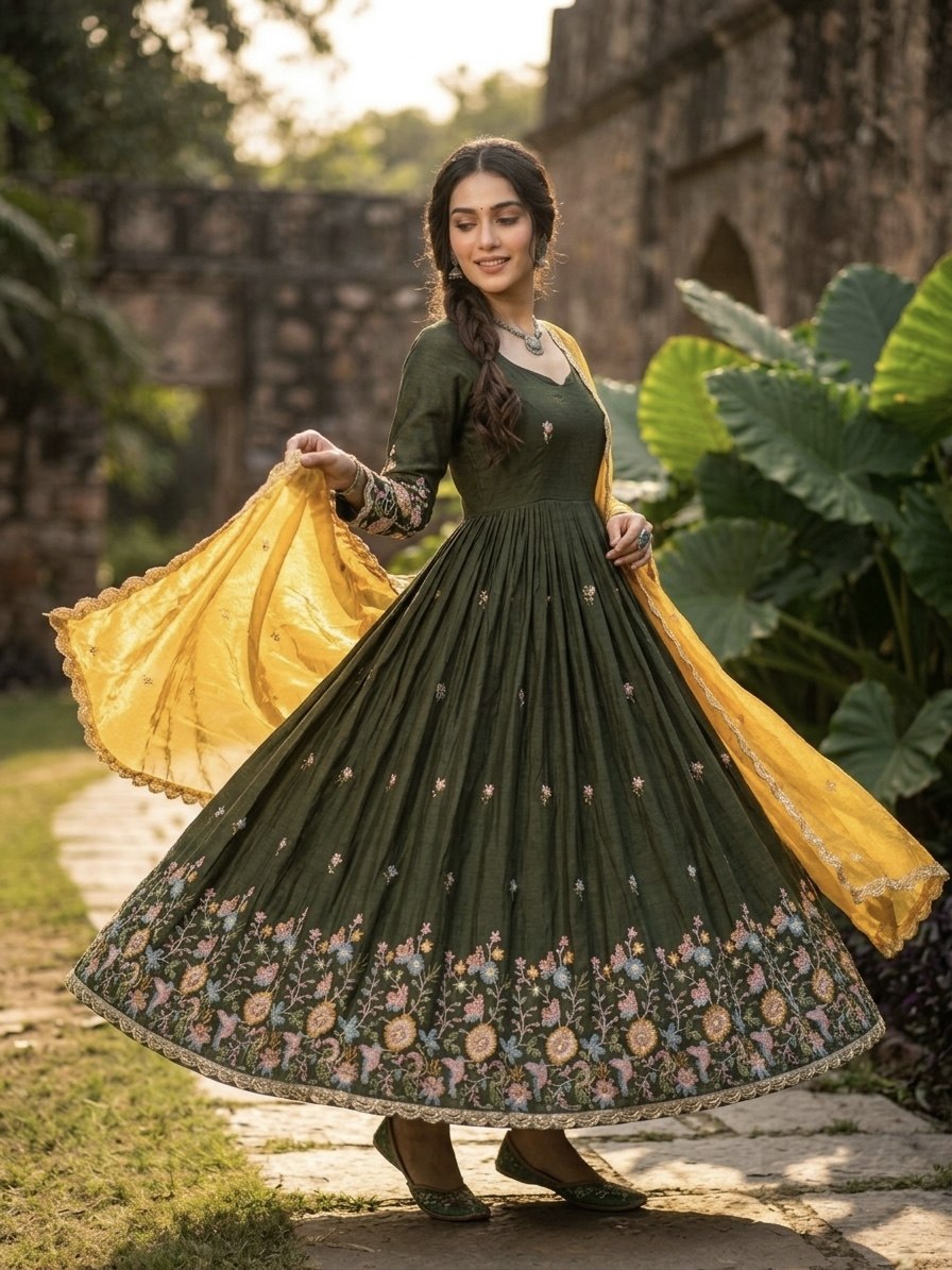 Mehendi Fendi Sequins Silk Gown