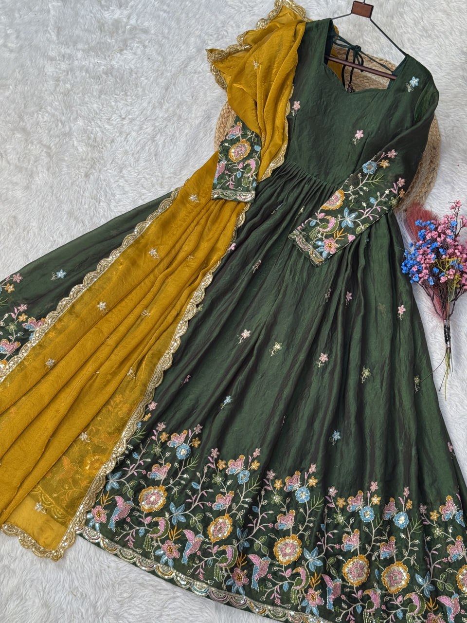 Mehendi Fendi Sequins Silk Gown