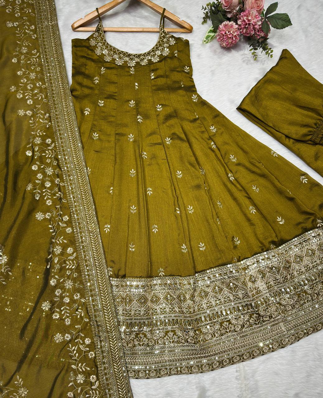 Mehendi Glamorous Silk Gown Set