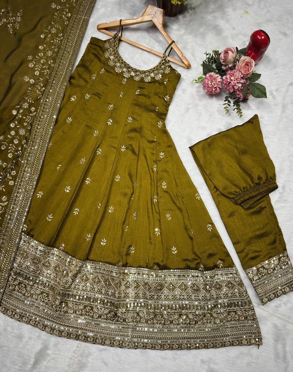 Mehendi Glamorous Silk Gown Set