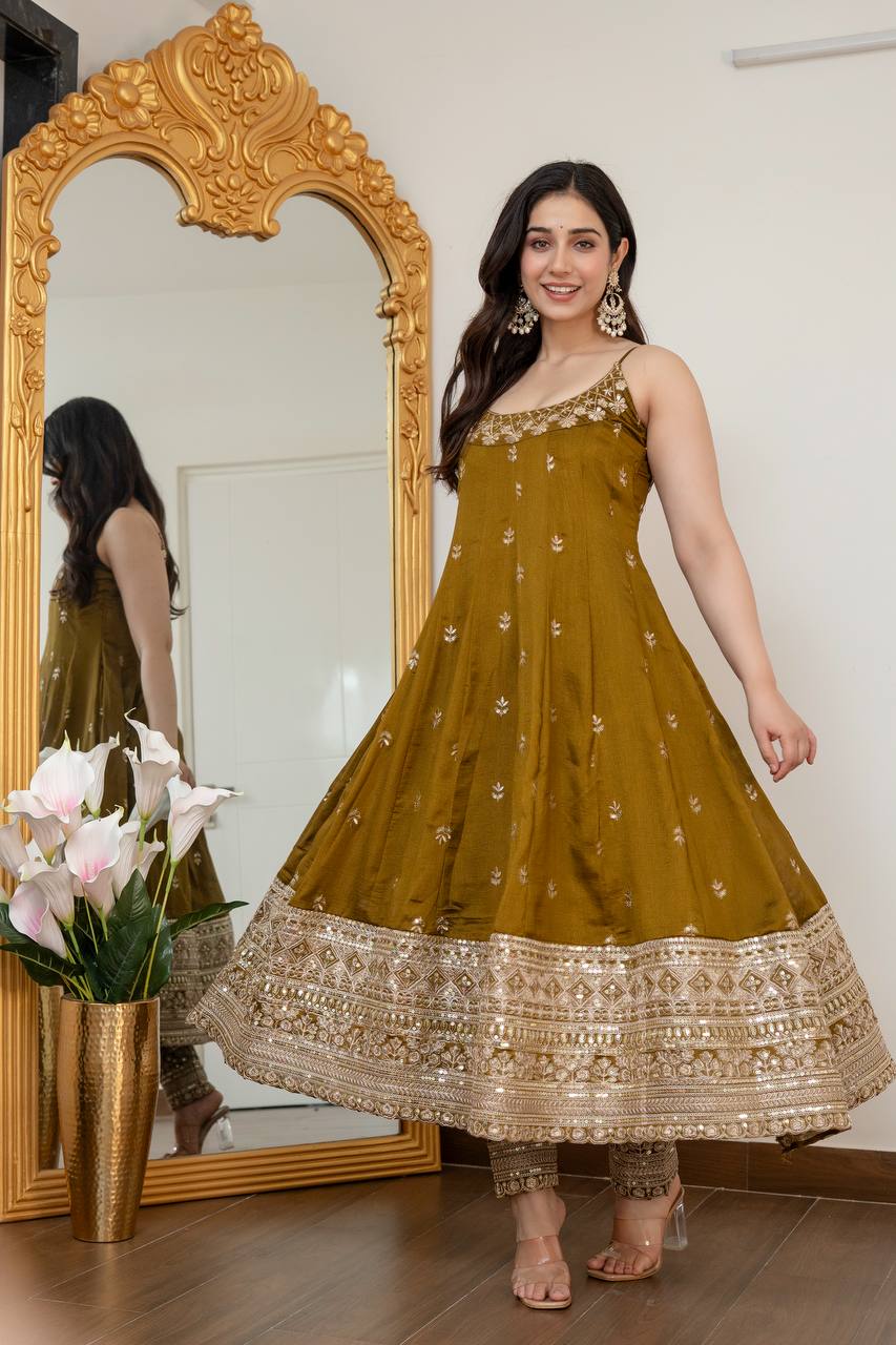 Mehendi Glamorous Silk Gown Set