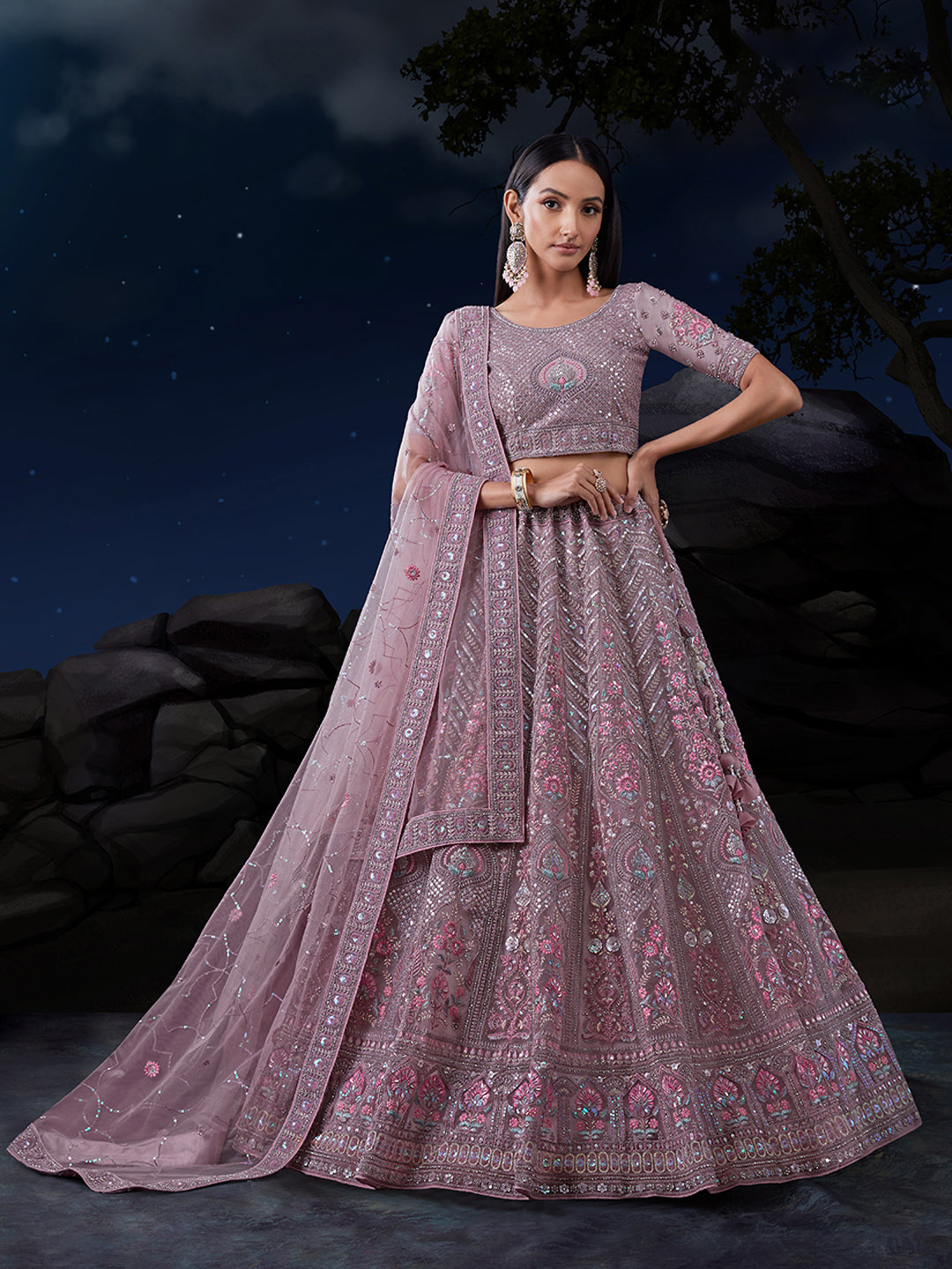 Mesmerize in Taupe Exquisite Semi-Stitched Lehenga Choli Set