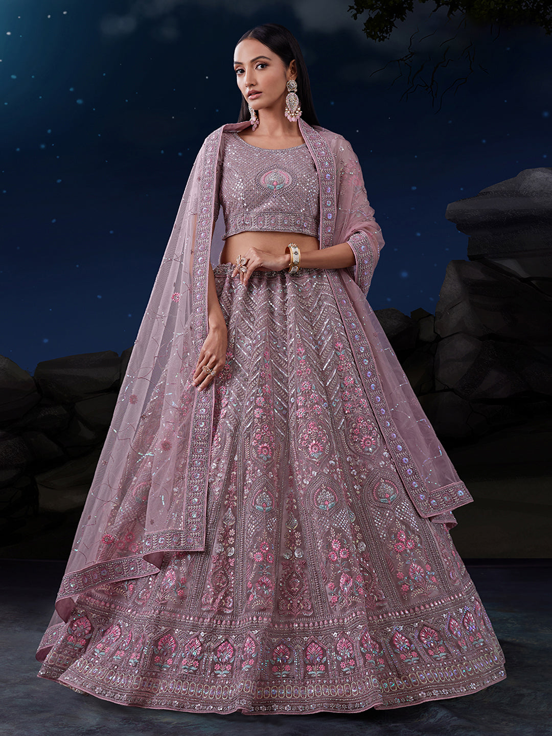Mesmerize in Taupe Exquisite Semi-Stitched Lehenga Choli Set
