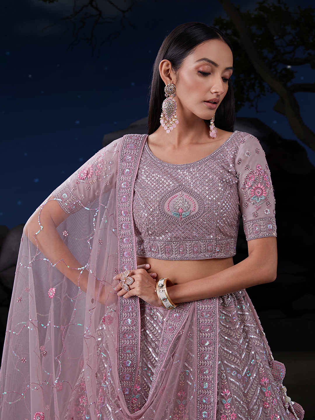 Mesmerize in Taupe Exquisite Semi-Stitched Lehenga Choli Set