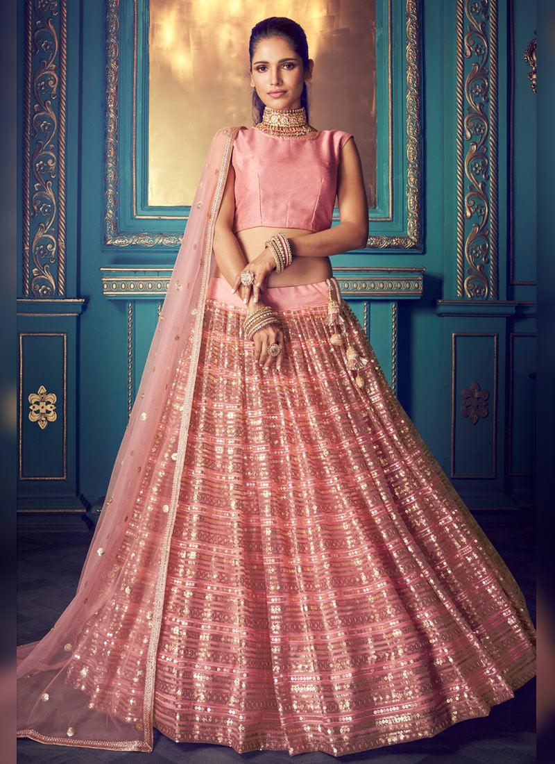 Mesmerizing Barbie Pink Soft Net Sequin Work Ethnic Lehenga Choli