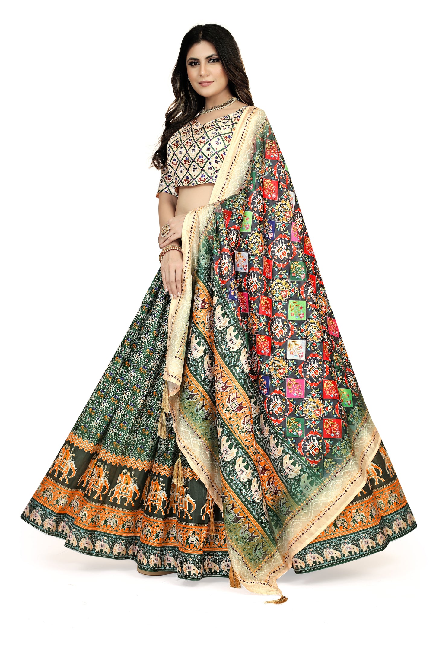 Mesmerizing Multicolor Dola Silk Lehenga Choli - Perfect for Navratri