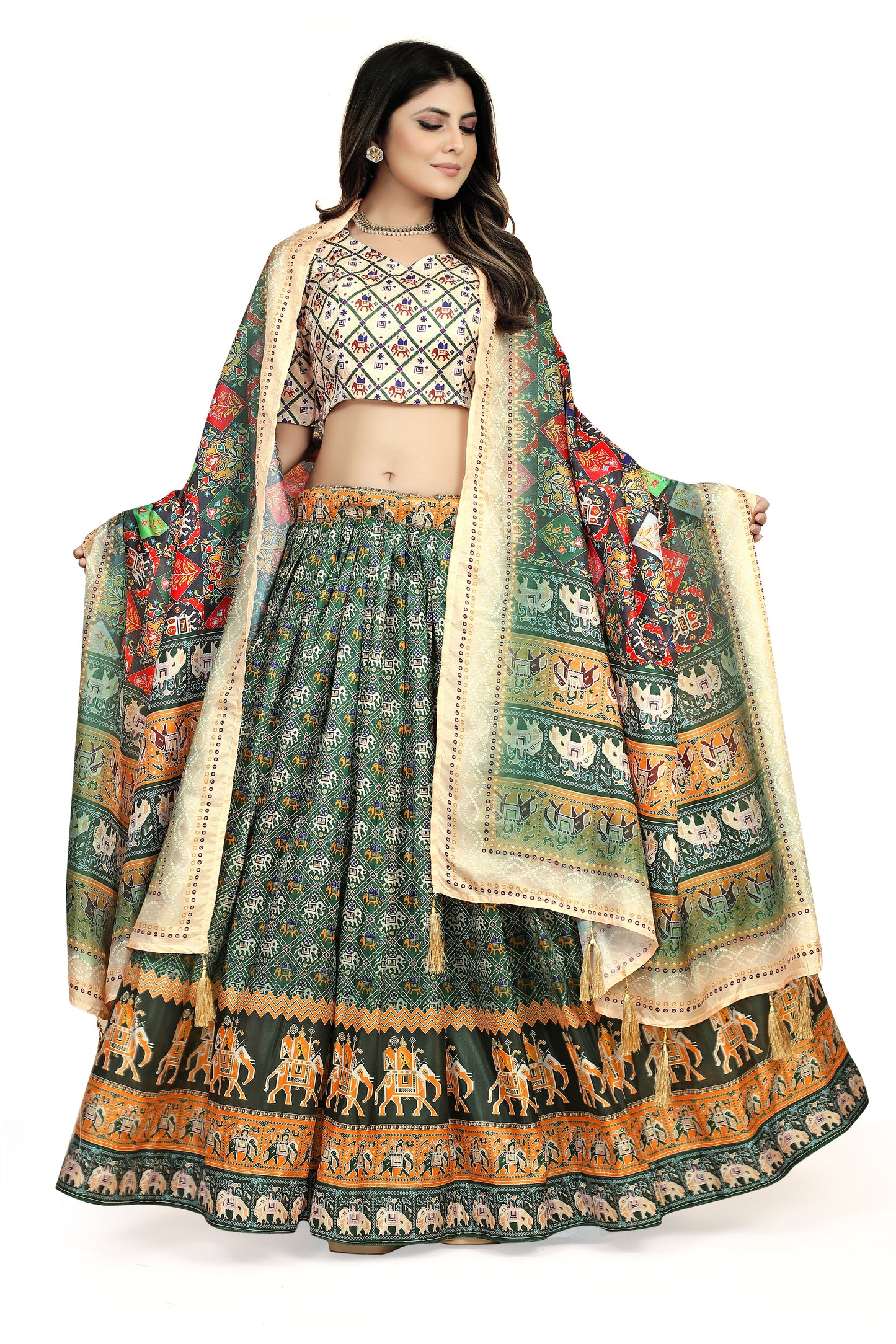 Mesmerizing Multicolor Dola Silk Lehenga Choli - Perfect for Navratri