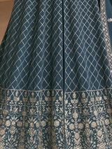 Mesmerizing Navy Blue Embroidered Georgette Traditional Gown