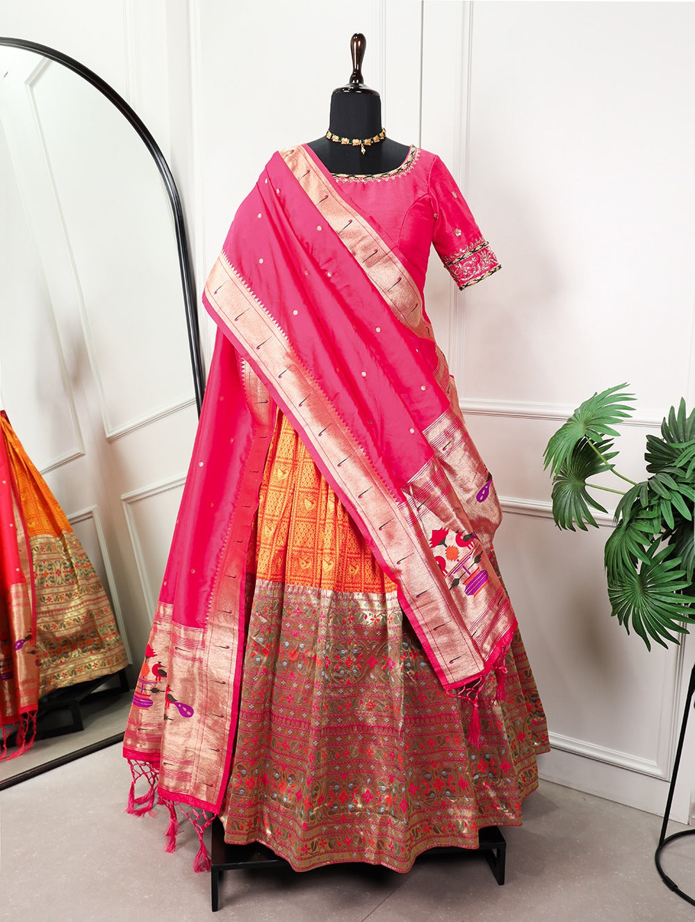 Mesmerizing Orange Paithani Lehenga Choli Handcrafted Elegance for Every Occasion