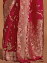 Mesmerizing Pink Zari Weaving Silk Wedding Saree With Blouse
