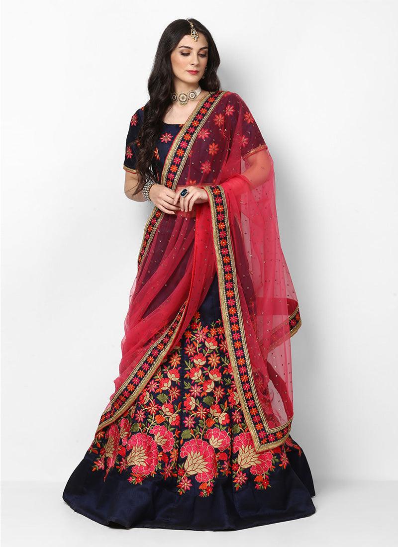 Modernistic Red Heavily Embellished Lehenga Choli