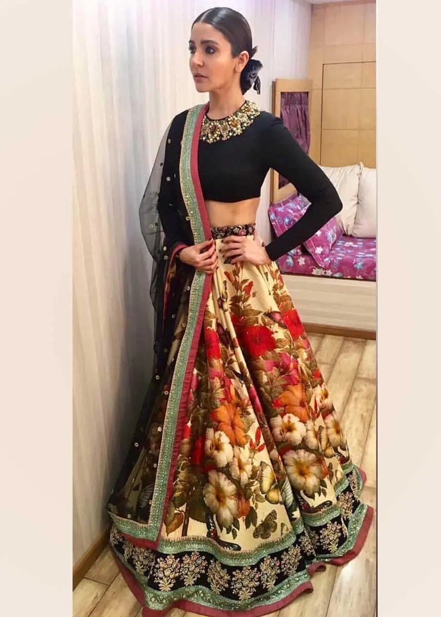 Multi color anushka sharma wedding lehenga