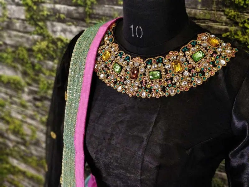 Multi color silk party wear lehenga