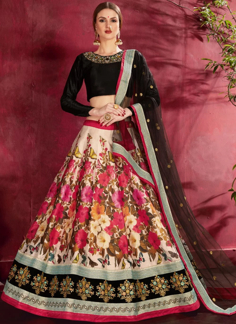 Multi color bangalori silk party wear lehenga choli
