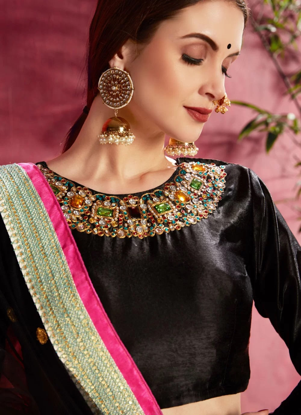 Multi color bangalori silk party wear lehenga choli