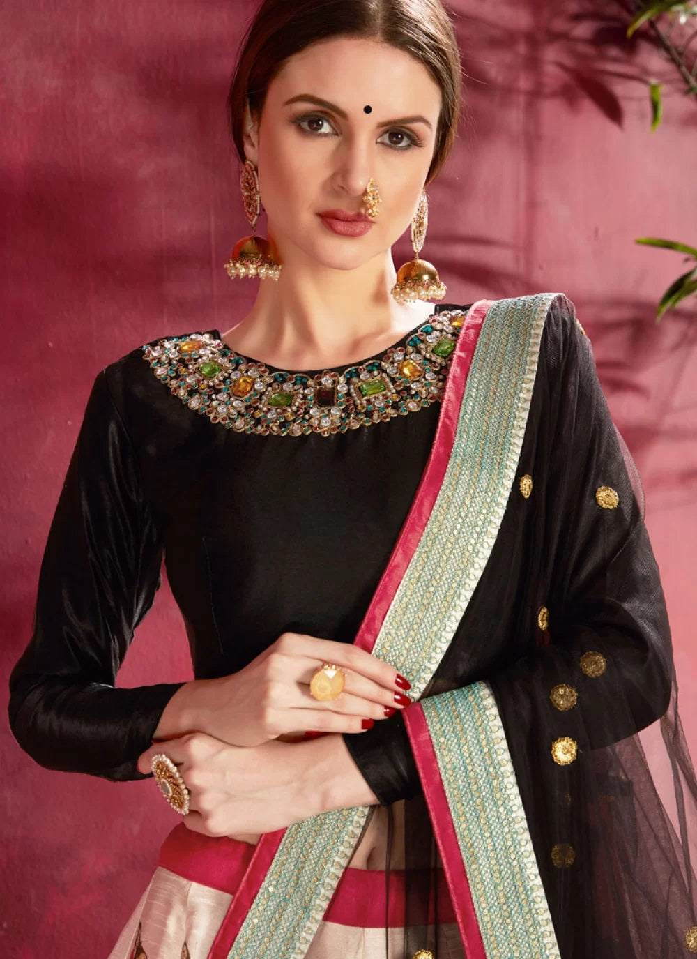 Multi color bangalori silk party wear lehenga