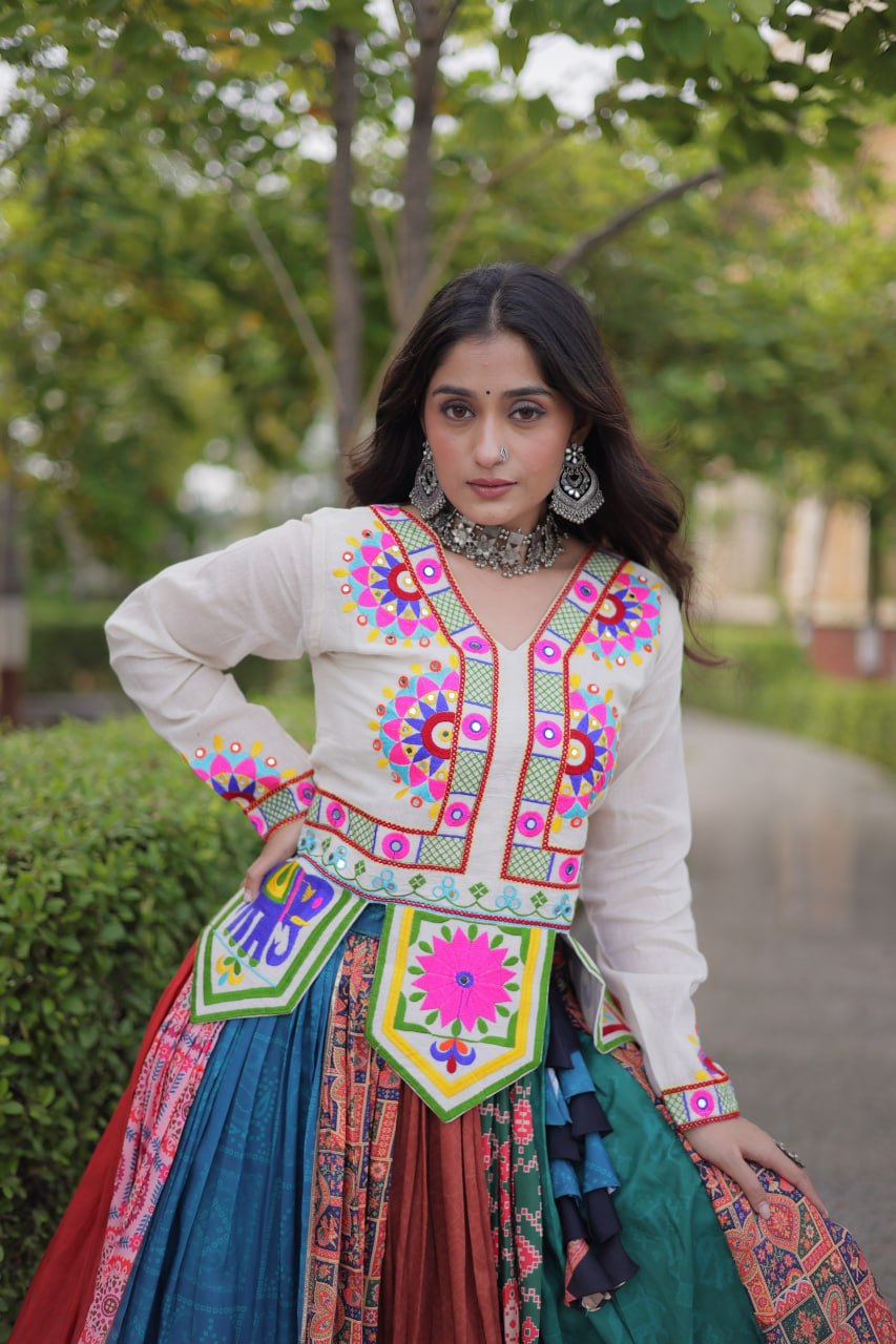 Multi Color Gamthi Cotton Lehenga Choli