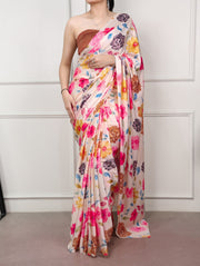 Multi Color Printed Silk Saree