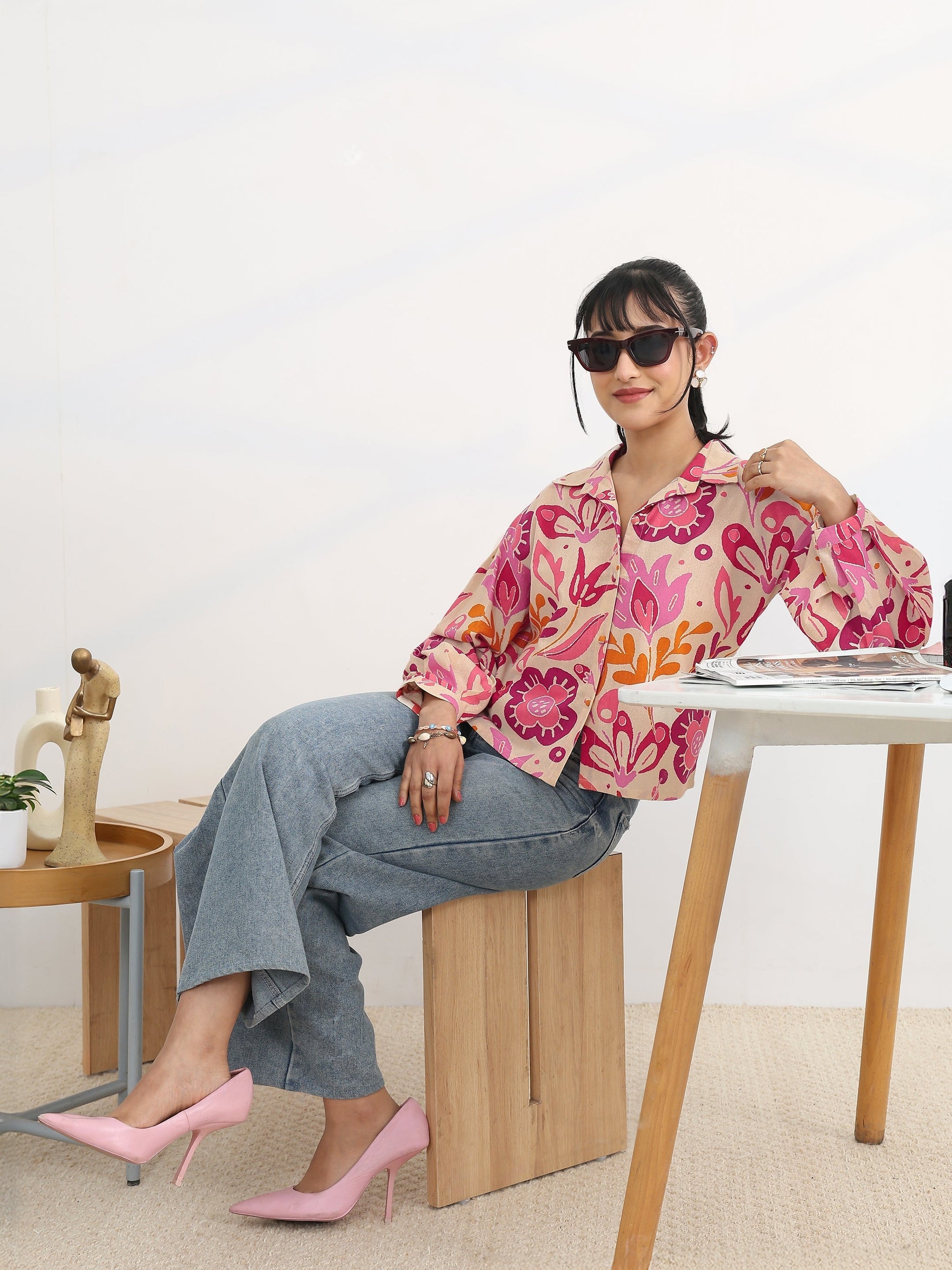 Libas Multi Printed Cotton Straight Shirt