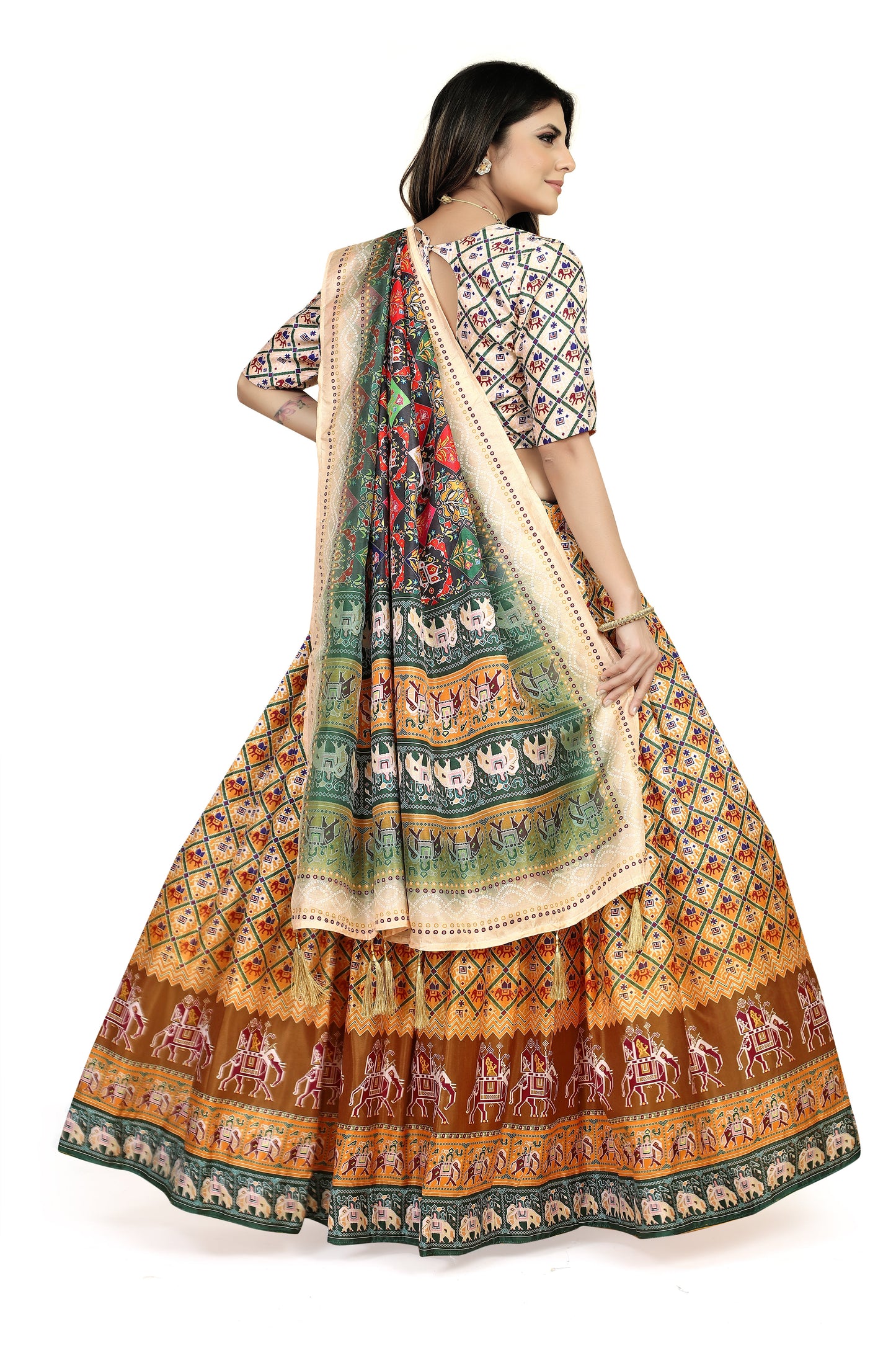 Multicolor Dazzler: Embroidered Dola Silk Lehenga Choli Set