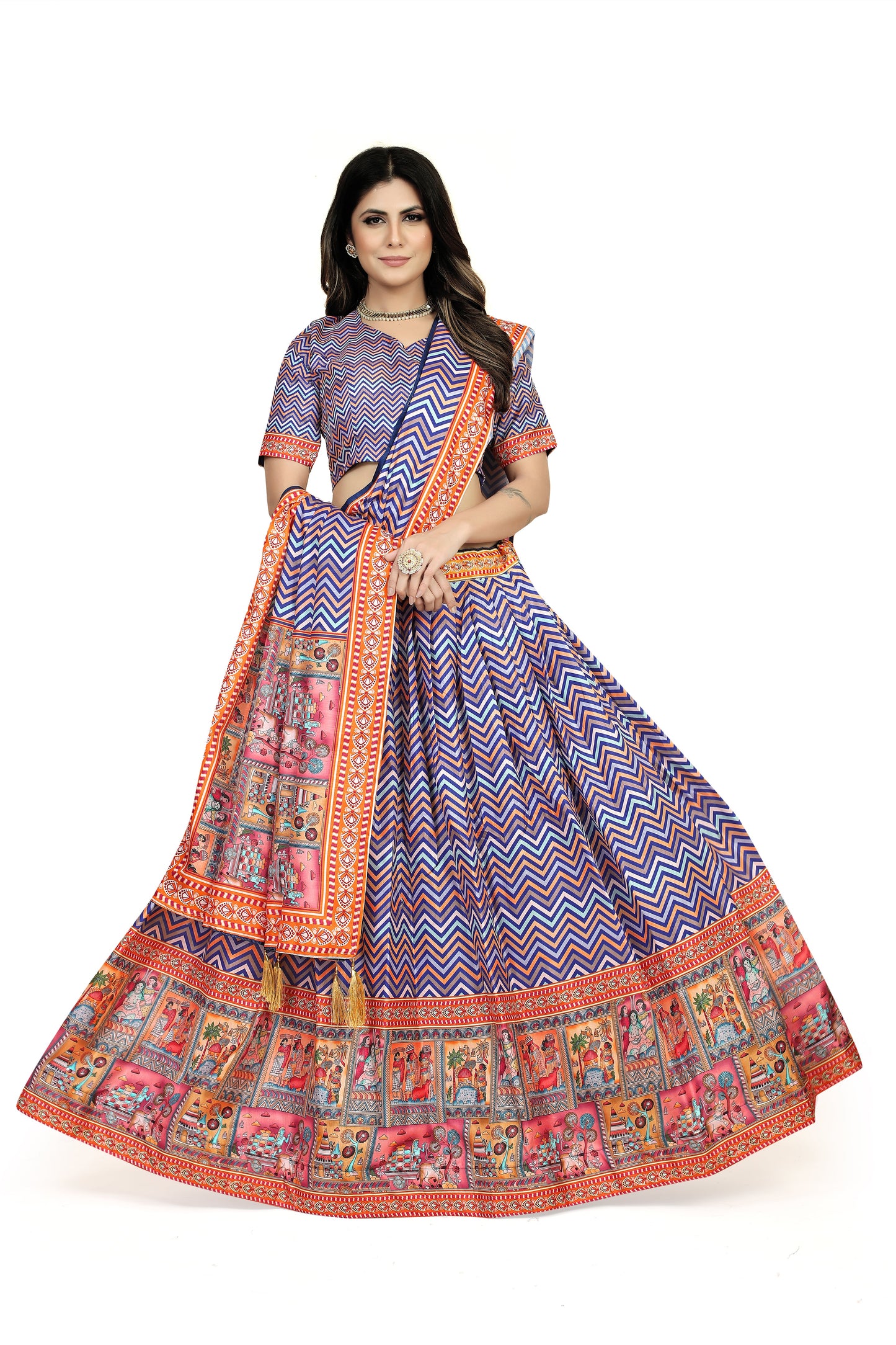 Multicolor Dola Silk Lehenga Choli Set