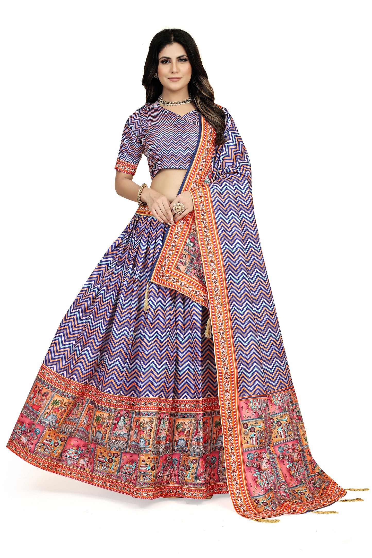 Multicolor Dola Silk Lehenga Choli Set