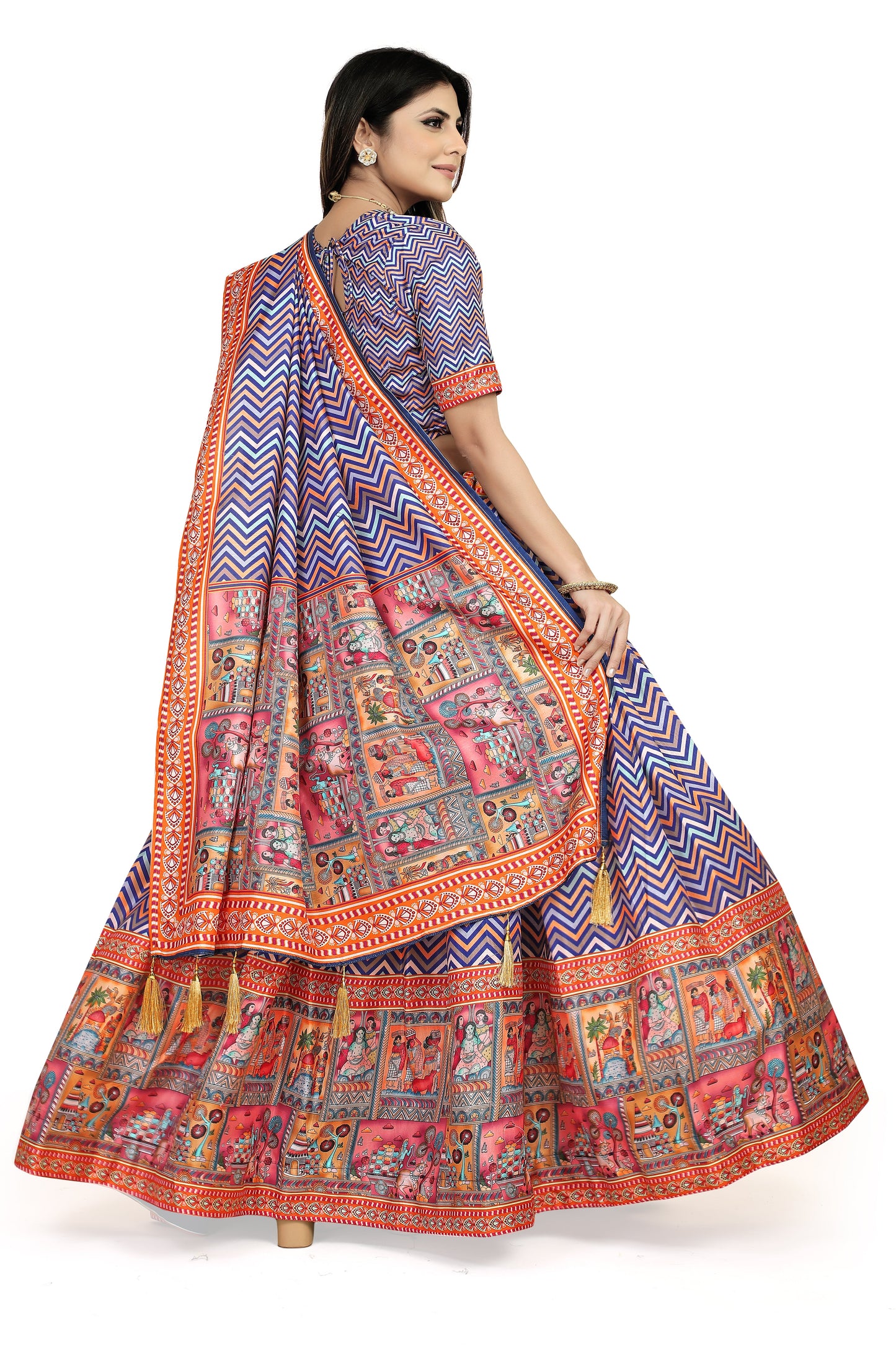 Multicolor Dola Silk Lehenga Choli Set