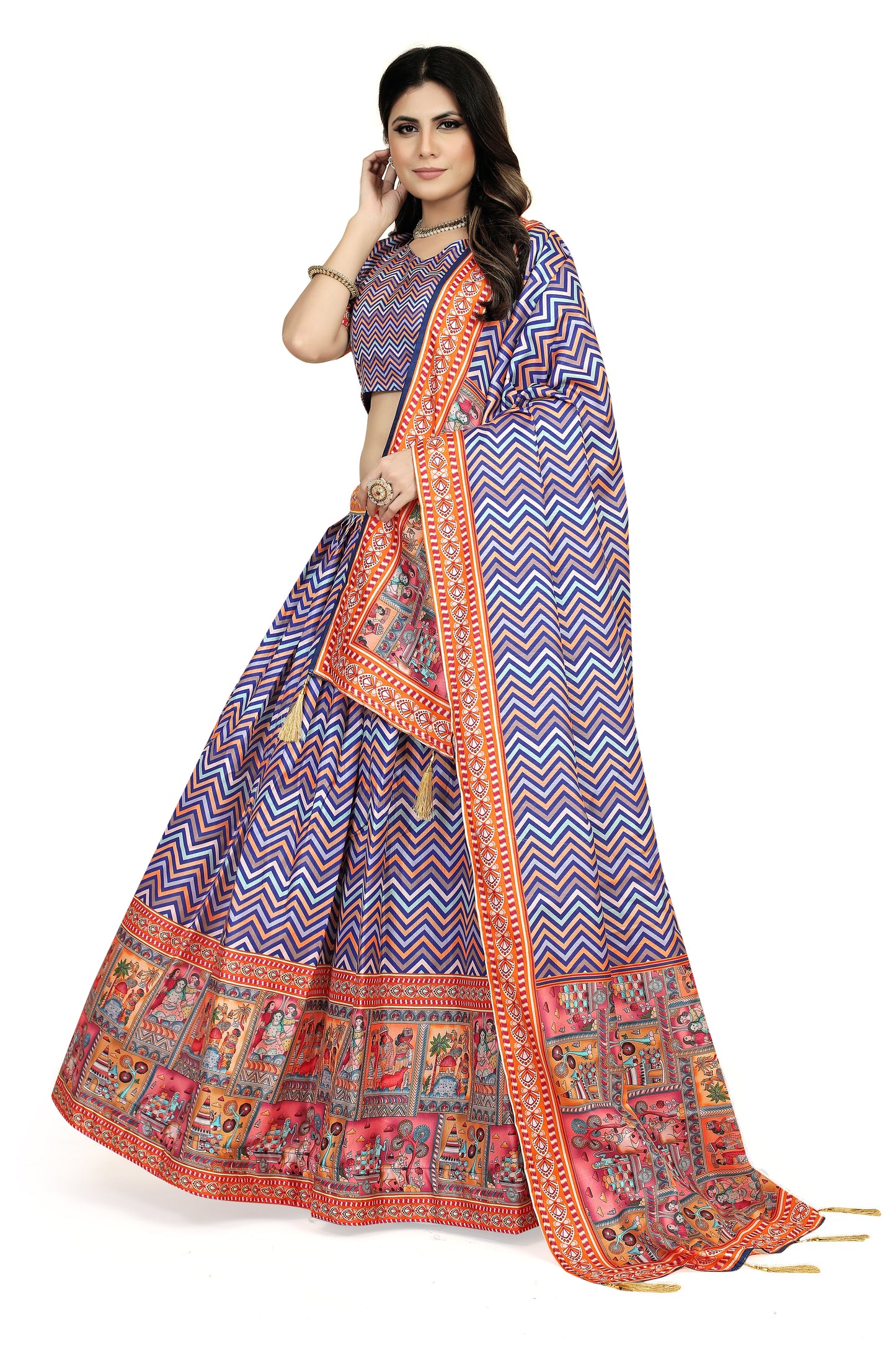 Multicolor Dola Silk Lehenga Choli Set