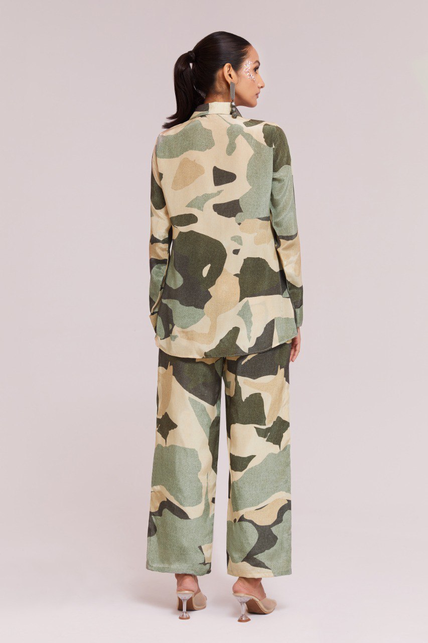 Multicolor Printed Crepe Co-Ord Set Top & Pant Ready To Wear