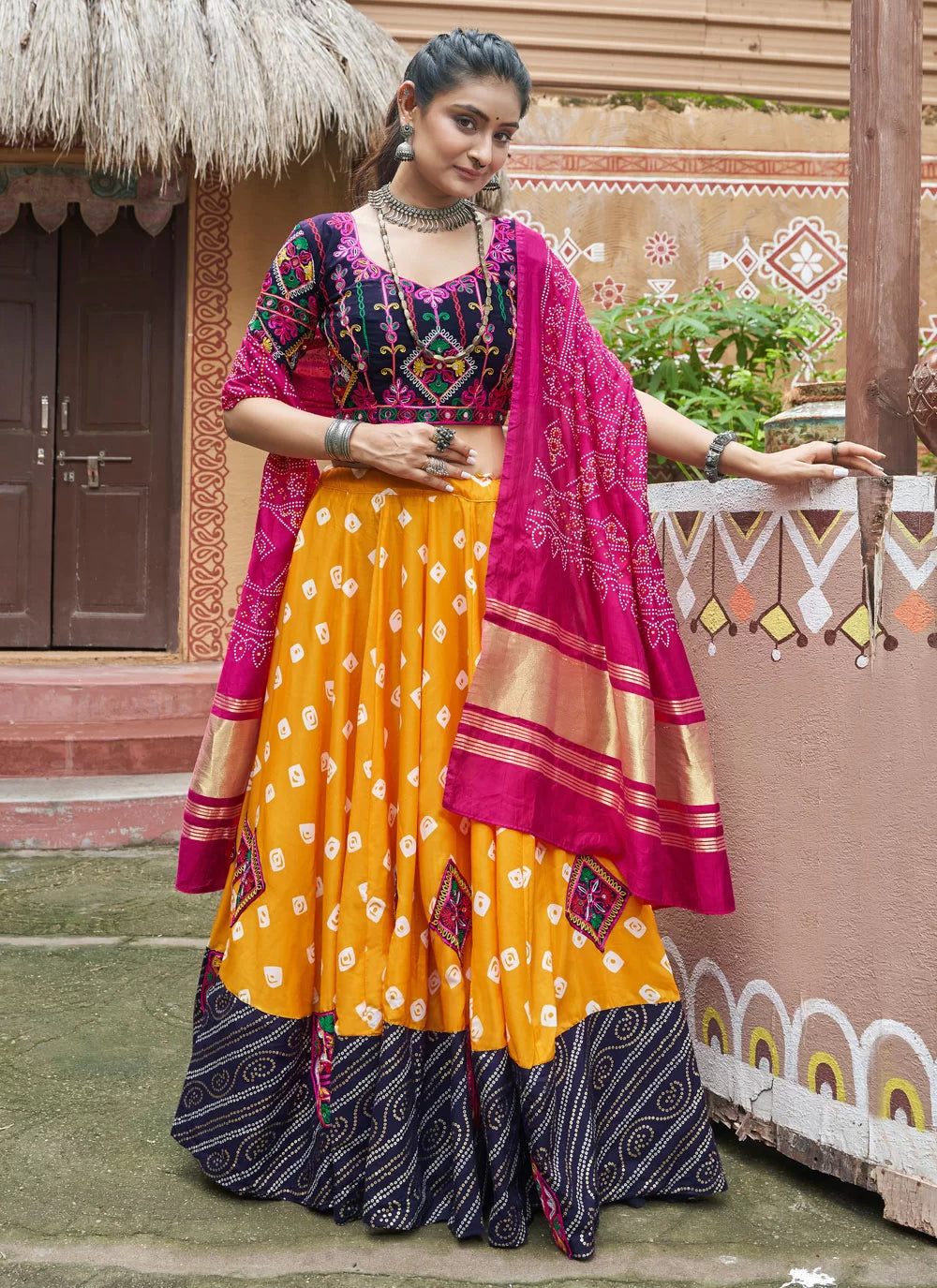 Breathtaking Yellow Embroidered Navratri Lehenga Choli