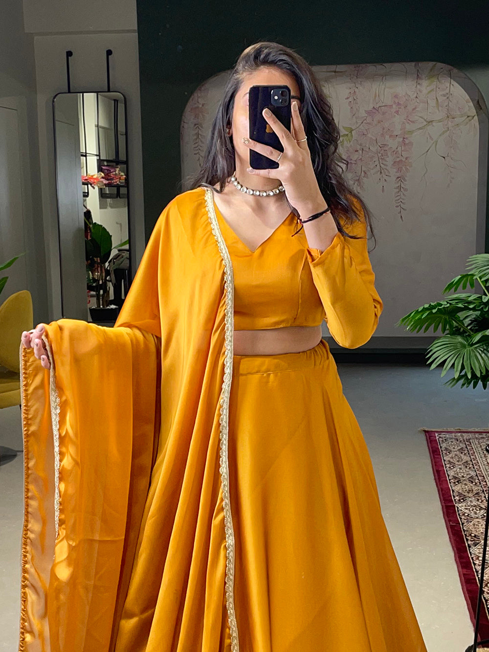 Mustard Color Rangoli Silk Haldi Rasam Lehenga Choli Set