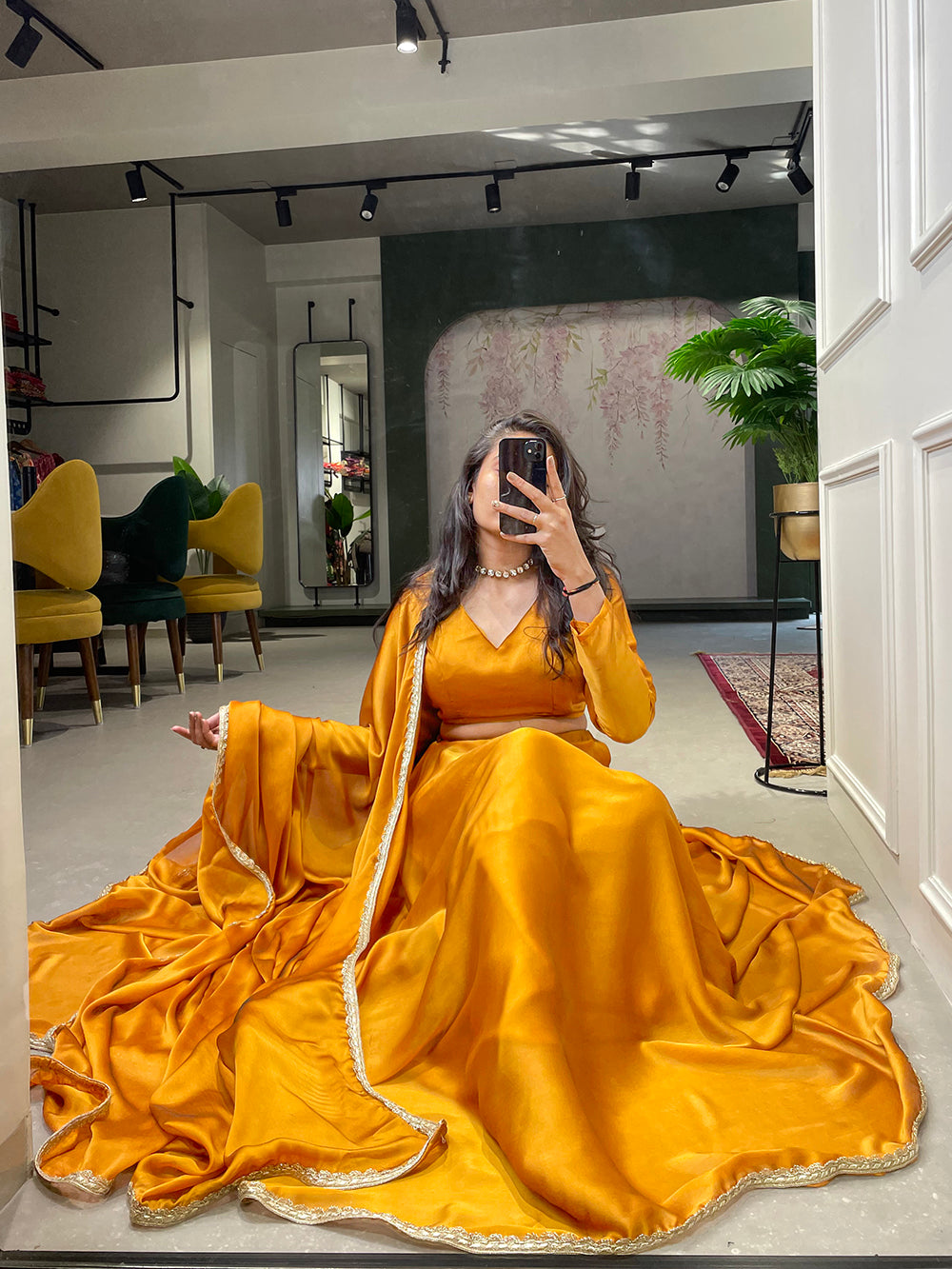 Mustard Color Rangoli Silk Haldi Rasam Lehenga Choli Set
