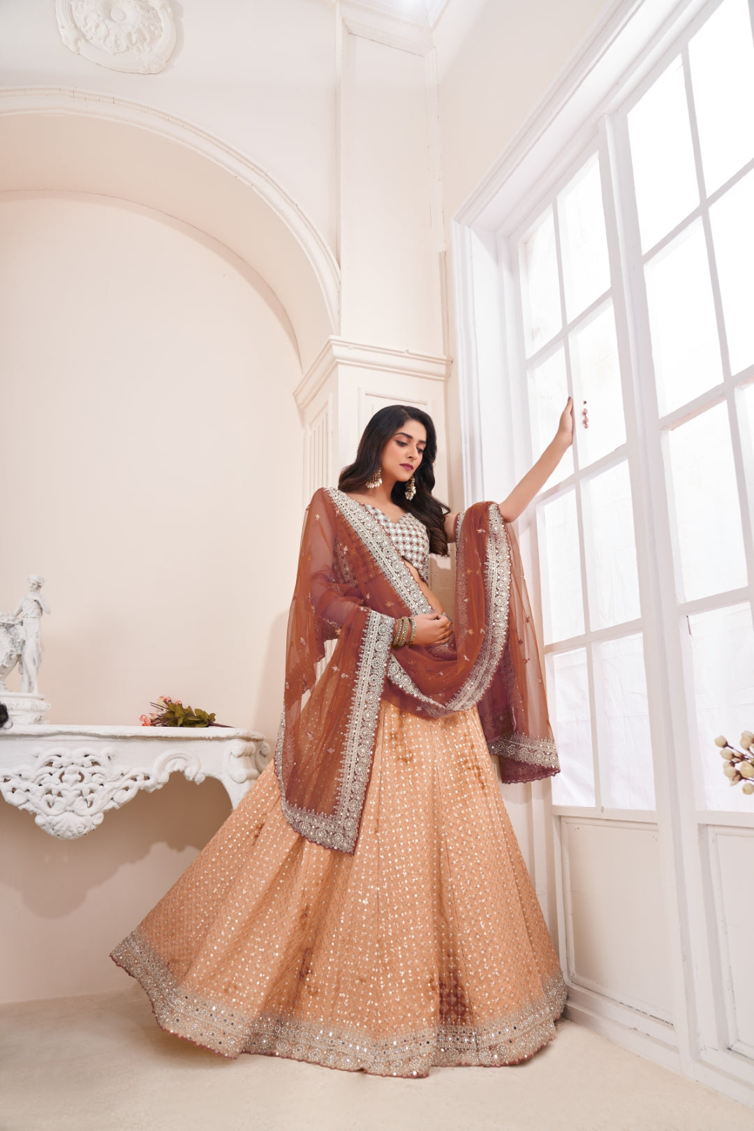 Shimmering Mustard Party Wear Lehenga Choli Set - Embroidered Elegance