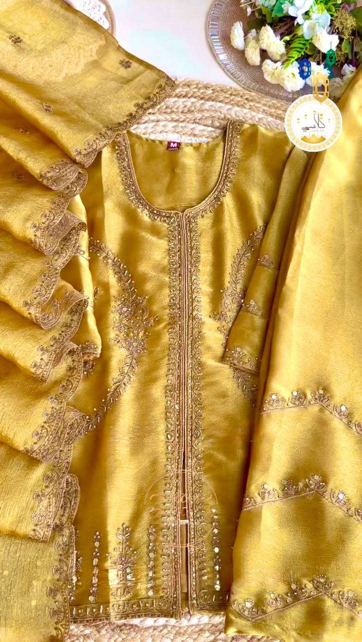 Mustard Premium Designer Readymade Top, Plazzo & Dupatta Collection – Party Wear Edition