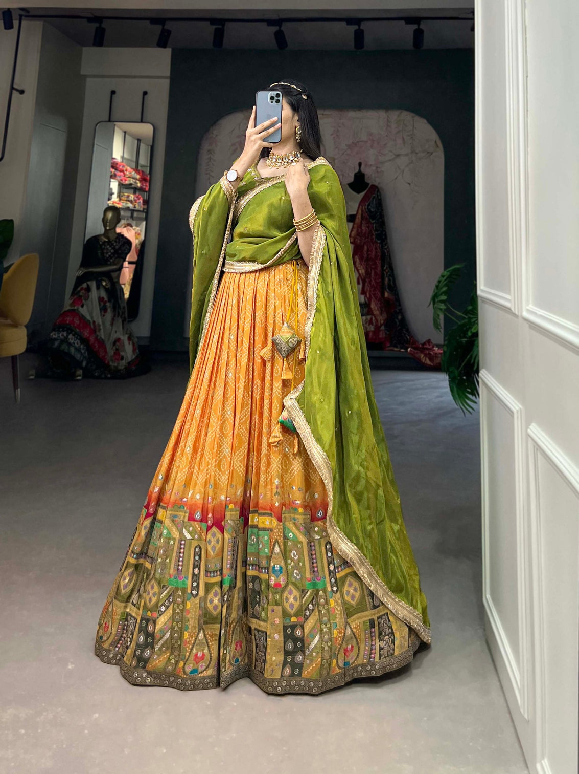 Mustard Pure Viscose Jacquard Lehenga Choli with Zardosi Work