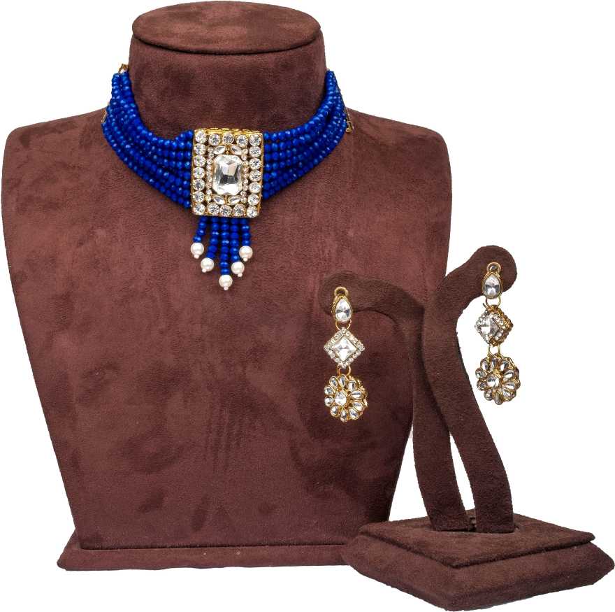 Blue Pearl with Dimond Pendent Necklace Alloy Jewel Set