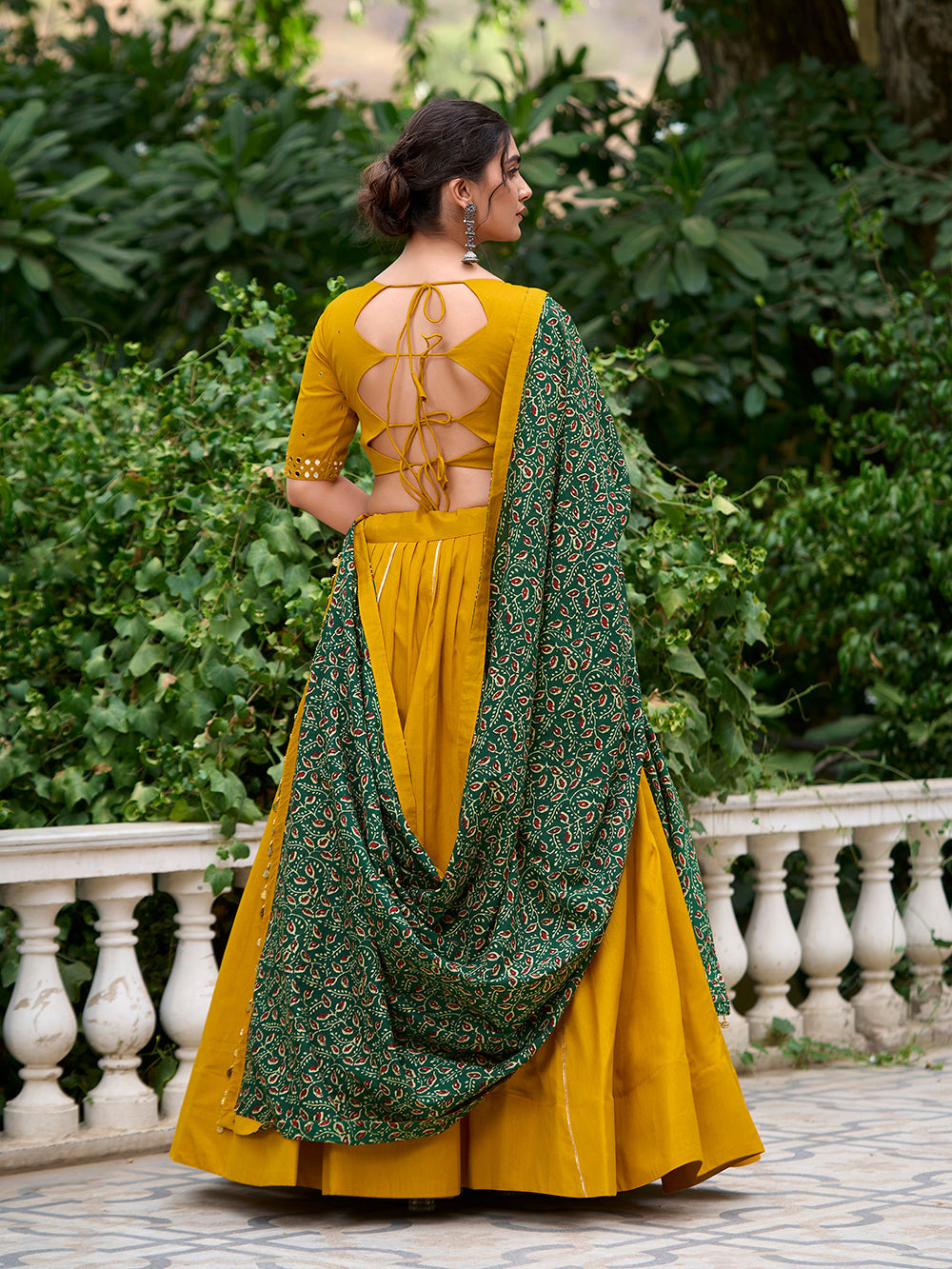 Mustard color plain with gota patti cotton lehenga choli