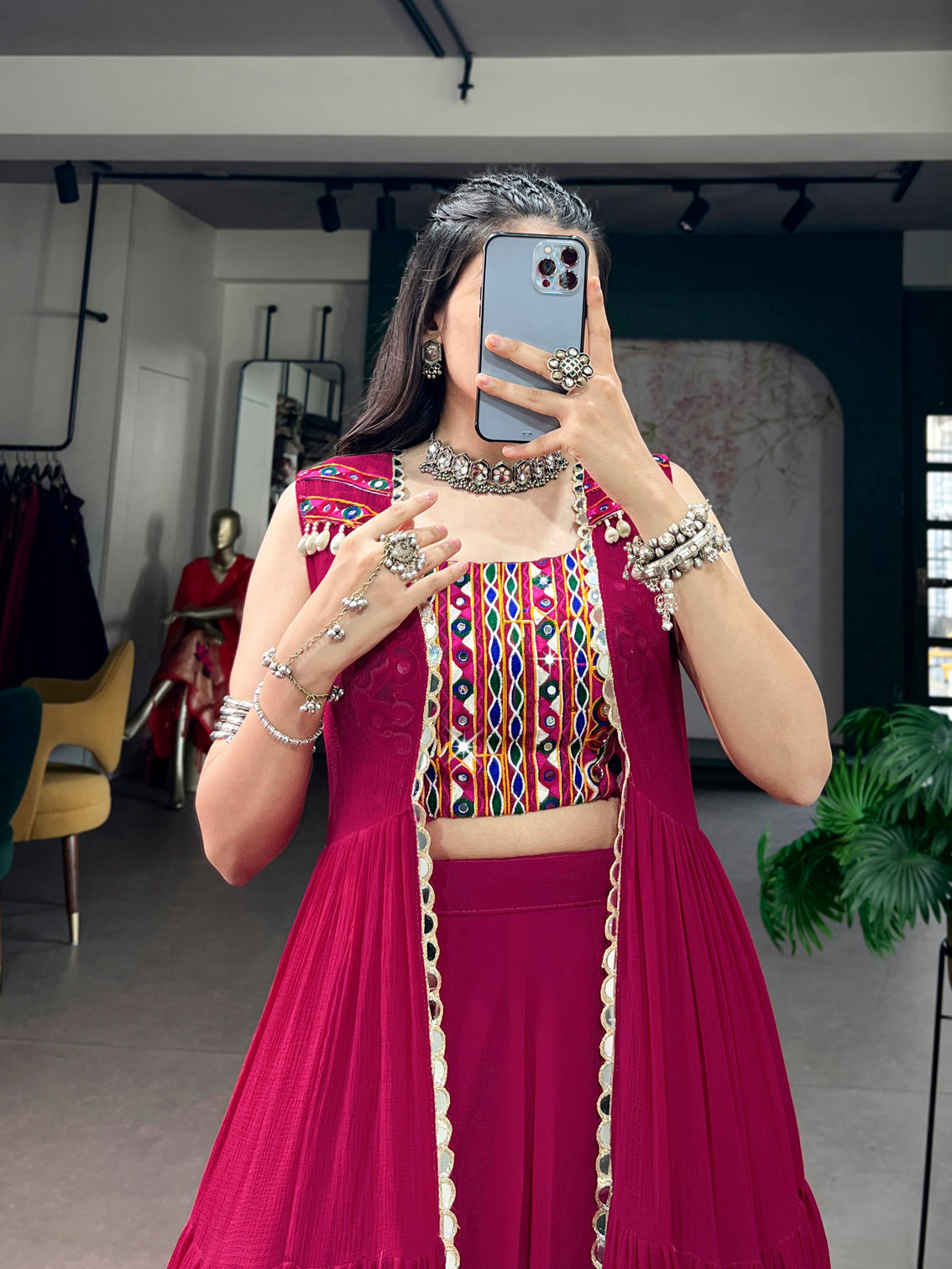Gamthi work marbel chaniya choli